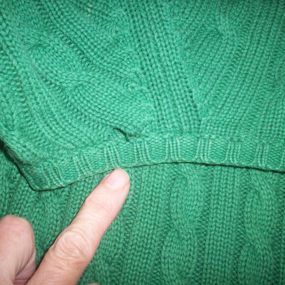Vintage LL Bean Women's Size Small Cotton Thick Cable Knit Sweater Forest Green - Picture 6 of 12